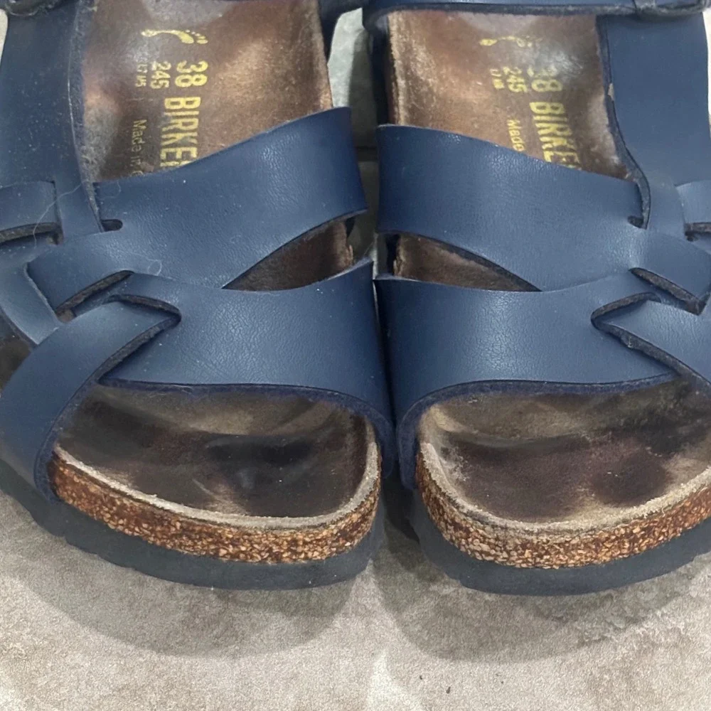 Birkenstock Salina Navy Blue Birko-Flor Strappy Sandals Womens 38 L7 M5